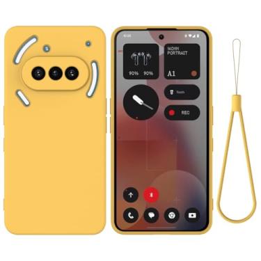 Imagem de HWPIVOX Capa para celular Nothing Phone 3a 5G, capa protetora de silicone para telefone 3a 5G com cordão de silicone, capa fina e macia à prova de choque amarela