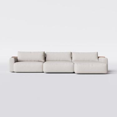 Imagem de Sofá Ibiza Retrátil com Chaise 2,84m em Linho Brooks Off White - Home 