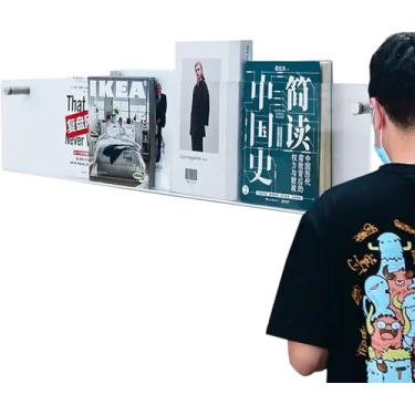 Imagem de ZDJZMGZ Porta-revistas de acrílico transparente montado na parede, suporte de exibição de panfleto de documentos para decoração de parede, prateleiras de armazenamento de catálogo (80 cm)
