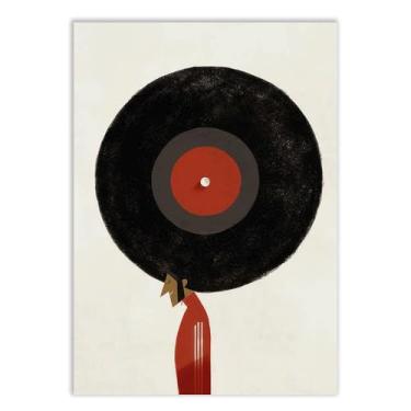 Imagem de Placa Decorativa Afro Tocador De Discos Vinil Ilustração Quarto Sala Decoração Poster