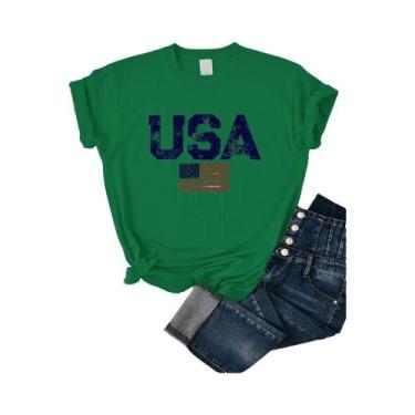 Imagem de Camiseta Feminina Verão - Estilo Hip Hop com Estampa de Bandeira Ameri