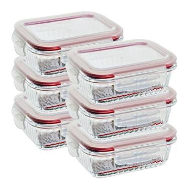 Imagem de Kit 6 Pote De Vidro Hermético Canelado Marmita Fitness 640ml - Belo Vi