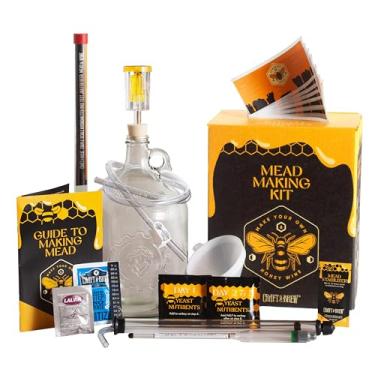 Imagem de Craft A Brew - Kit de fabricação de hidromel de luxo - Conjunto inicial de 1 galão com ferramentas de adoçamento e engarrafamento - Kit de preparação de hidromel DIY para iniciantes - Basta adicionar