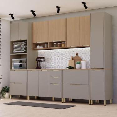 Imagem de Armário Cozinha Modulada 310cm Lumina Bancada Ilha 100% MDF - Casa Lar