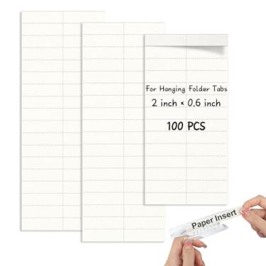 Imagem de Pacote com 100 inserções de papel para pasta de arquivo pendurada de 5 cm branco em branco para pasta suspensa (5 × 0,6 polegadas) (sem abas)