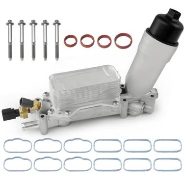 Imagem de Kit de caixa de filtro de óleo de motor de alumínio atualizado 926-959 com sensores de refrigerador de óleo e juntas compatíveis com Chrysler 200 300 2011-2016, Dodge Charger Challenger Journey