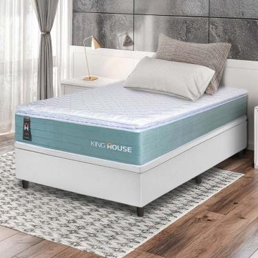 Imagem de Conjunto Box Baú Branco Lagos Verde Molas Ensacadas Solteiro 96x203x73 - King House