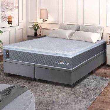 Imagem de Conjunto Box Baú Cinza Argel Cinza Espuma D33 King 193x203x74 - King House