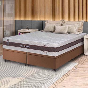 Imagem de Conjunto Box Baú Marrom Mali Bege Molas Ensacadas King 193x203x77 - King House