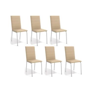 Imagem de Cadeiras De Cozinha Amsterdã C091 Kit 6 Un Cromada - Assento Nude 16 - Kappesberg