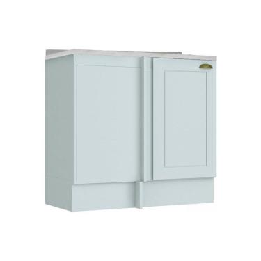 Imagem de Gabinete De Cozinha Modulado Balcão Canto Reto Americana 1pta C/ Tampo Branco - Henn