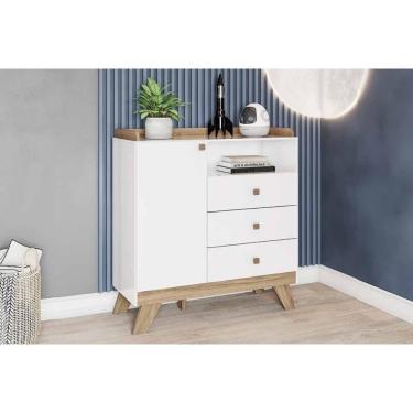 Imagem de Cômoda Solteiro Confete C- 1 Porta E 3 Gavetas Branco-jequitiba - Henn