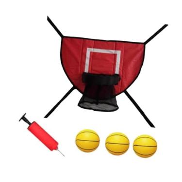 Imagem de UGPLM Conjunto de cesta de basquete com trampolim com 3 mini bolas e 1 bomba, gol de basquete macio, Basquete Amarelo