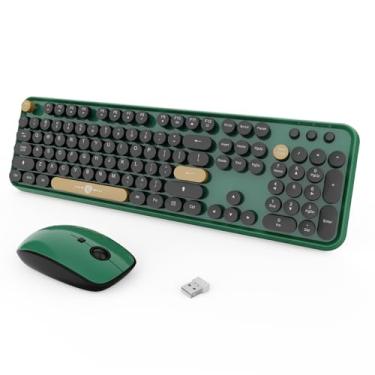Imagem de FOPETT Combo de teclado e mouse sem fio, 104 teclas, tamanho completo, 2,4 GHz, teclado colorido, receptor USB Plug and Play, para Windows, Mac, PC, laptop, desktop, preto verde