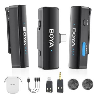 Imagem de BOYA Link 2 Upgrade Microfone De Lapela Sem Fio Para Iphone 15/16, Câmera Celular Android, Alcance 300 M, Duração Da Bateria 9 Horas, Microfones Comutáveis Mono/Estéreo 3 Em 1 Com Clipe Youtube E Fa