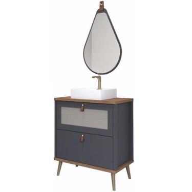 Imagem de Gabinete de Banheiro Veneto 60 com Espelho Gota Titanium/Freijo - MGM