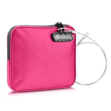 Imagem de KOSMCCO Bolsa de bloqueio de praia, cofre portátil de 22 x 19 cm para telefone, carteira, chaves | Bolsa de viagem antifurto para piscina, férias, Vermelho rosa, Moderno