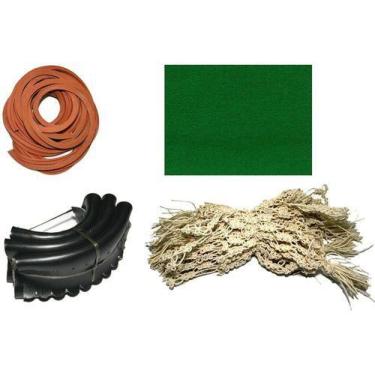 Imagem de 2,3m Tecido Pano Verde + 6m Borracha L + Jg Redinha Sinuca - Tacolândi