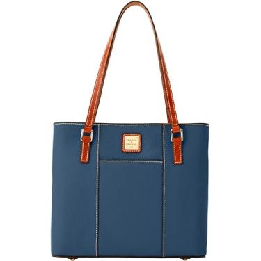 Imagem de Dooney & Bourke Bolsa feminina pequena Lexington em couro granulado, bolsa de mão com alças de ombro longas de couro, branca, Jeans, One Size