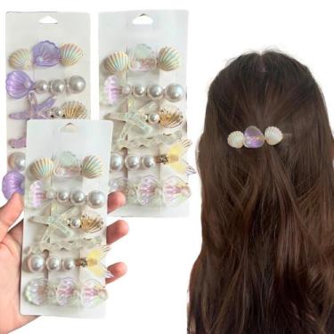 Imagem de Kit 18 Acessórios Cabelo Presilha Grampo Modelo Concha Mar Luxo - Kit 