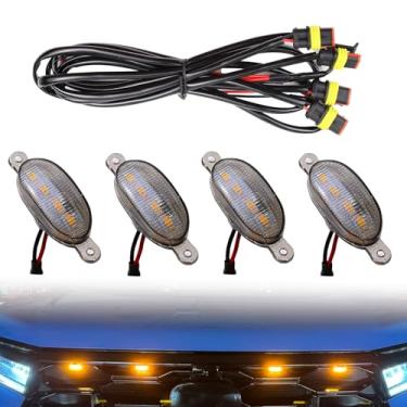 Imagem de Hbxdeco 4 peças de luzes de grade dianteira do carro, luzes LED âmbar brilhante com chicote de fiação, lâmpadas decorativas de grade frontal à prova d'água compatíveis com F150 F250 F350, acessórios