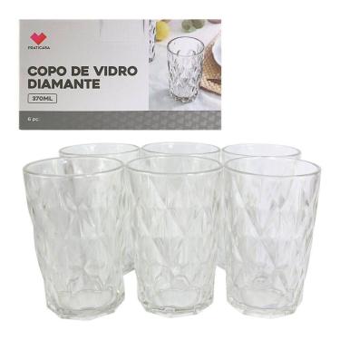 Imagem de Conjunto 6 Copos de Vidro Luxo Diamante 370ml