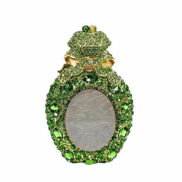 Imagem de DEBIMY Garrafa de perfume vintage feminina bolsa de strass elegante laço cristal clutch diamante bolsa noturna para festa de casamento formatura, Verde