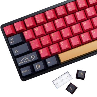 Imagem de MOLGRIA Teclas Samurai Vermelhas, Conjunto de 129 Teclas PBT para Teclado Gamer, Cherry Profile Dye Sublimation Teclas Personalizadas com Extrator para Teclado Gateron Kailh Cherry MX 104/87/71/61 60%
