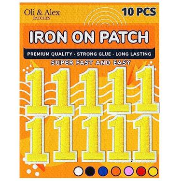 Imagem de Remendos de ferro – Número amarelo "1" com emblemas de ferro – 10 adesivos de números bordados decorativos para roupas (amarelo, 1)