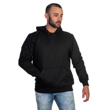 Imagem de Moletom Masculino Canguru Liso com Capuz e Bolso Blusa de Frio Flanela