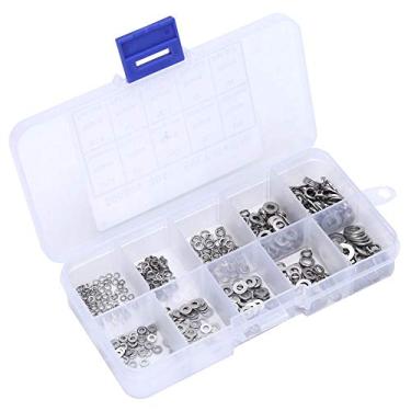 Imagem de Arruela de Metal, 500 Peças M1.6 M2 M2.5 M3 M4 Arruela Plana de Aço Inoxidável e Kit de Junta de Mola Kit de Sortimento Almofadas Planas Almofadas Elásticas, Balanças Analíticas