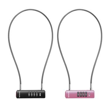 Imagem de UP Security Combo Cadeado de bicicleta com cabo, trava de combinação de 4 dígitos para portão de cerca ao ar livre, seguro para bagagem, scooter, trava de cabo U com código, para geladeira (cabo preto