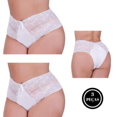 Imagem de Kit 3 Calcinha Plus Size de Renda Tanga Grande 46 48 50 52 54 - c5 KIT