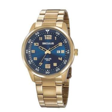 Imagem de Relógio Masculino Seculus Analógico Dourado Aço 20802Gpsvda2, Aço, Ana