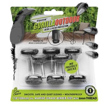 Imagem de Slipstick Niveladores De Móveis Ajustáveis Gorilla Outdoor (Pacote Com 8) - À Prova Intempéries, Parafusos Para Deslizar Nas Pernas Cadeiras, Mesas E Pés, 1-1/8" Berber Glide, Rosca M6
