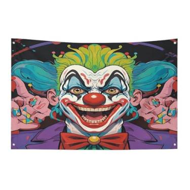 Imagem de Bandeira com quatro furos, bandeiras para todos os climas, bandeira decorativa estampada com palhaços, bandeiras de poliéster adequadas para uso interno e externo 89 x 159 cm