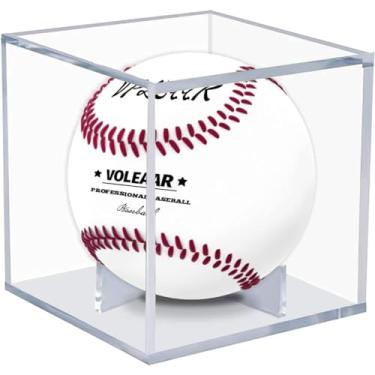 Imagem de VOLEAAR 1 Peça De Estojo Exposição Beisebol, Caixas Acrílico Com Proteção Uv, Estojos Transparentes Para Bolas Autógrafos Em Formato Cubo, Tamanho Oficial