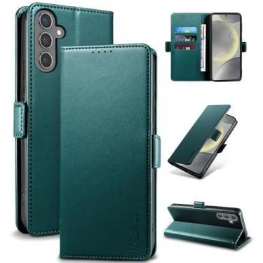 Imagem de YunuBeyii Capa Carteira para Samsung S24 - [Bloqueio RFID] Capinha Flip Magnética para Celular de Couro PU de Luxo com Suporte,Case Proteção,Rsistente,Antichoque, Verde