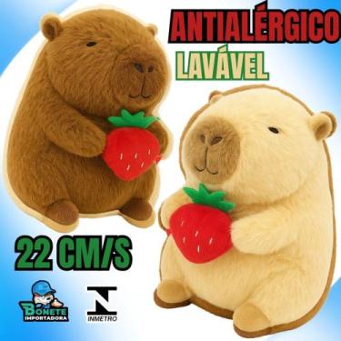 Imagem de Capivara de Pelúcia com Morango 22cm  Antialérgica e Lavável - Toy Kin