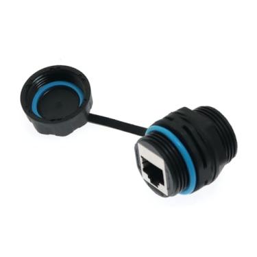 Imagem de Maxmoral Conector impermeável de montagem em painel RJ45 IP68 cabo fêmea para fêmea com acoplador de blindagem automação equipamentos de comunicação rede conector impermeável preto
