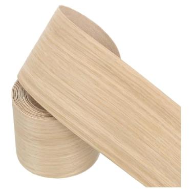 Imagem de PATIKIL Borda de borda de carvalho branco, fita de folheado de madeira de 7,5 cm x 3 m pré-colada borda de compensado flexível com adesivo hot melt para restauração de móveis