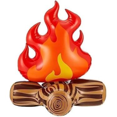 Imagem de Adereços infláveis para fogueira de acampamento de 30,5 cm, decoração de cena de festa, acampamento interno e externo, adereços infláveis de fogo para meninos, brinquedos de lenha