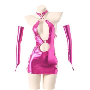 Imagem de SENJIY Lingerie sexy vestido para mulheres, roupa íntima colado ao corpo, roupa íntima, cosplay, dramatização, pescoço, frente única, costas nuas, miniquimise, anime, festa, roupa de noite, saia de
