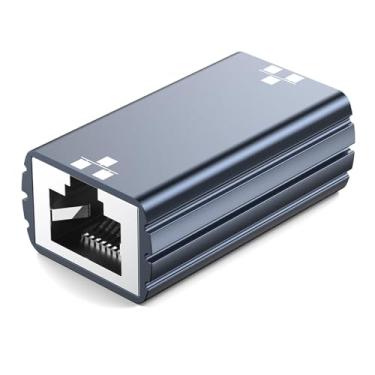 Imagem de Acoplador Ethernet de 1 Gbps, extensor de cabo Ethernet, conector de acoplador Gigabit RJ45 para extensão de cabos de rede de até 328 pés, compatível com cabos Cat5 Cat5e Cat6 Cat6A Cat7 Cat8, cinza