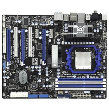 Imagem de ASRock Soquete AM3/AMD 890FX/SATA3&USB3.0/Quad CrossFireX/A&GbE/ATX Placa-mãe 890FX Deluxe4