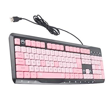 Imagem de aqxreight Teclado de Desenho Animado Ultra-Freath Fired Fired para Laptop (Preto+rosa)