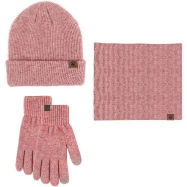 Imagem de Conjunto De Chapéu, Cachecol E Luvas 3 Em 1 Conjunto De Inverno Elástico Forro Engrossado Gorro De Malha Aquecedor De Pescoço Luvas De Tela Sensível Ao Toque, Coffee, A