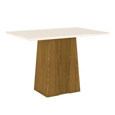 Imagem de Mesa De Jantar Elisa 120 Cm Tampo Reto Nature Off White – Henn