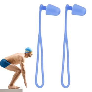 Imagem de Tampões de ouvido para nadadores | Protetores de ouvido de silicone confortáveis para natação - Fones de ouvido impermeáveis com cordão, acessórios de exercícios para mergulho, caiaque, surfe