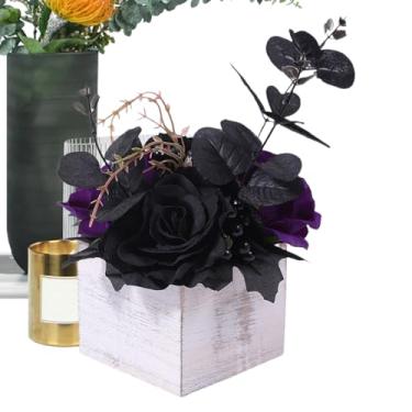 Imagem de Arranjo De Flores Para Halloween - Arranjos Decorativos De Flores Artificiais Para Centro De Mesa Com Vaso De,Decorações De Centro De Mesa De Longa Duração Para Empresas, Hoteis E Apartamento